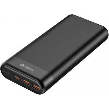 Sandberg Powerbank 20000 PD65W+2xQC3.0, 20000 mAh, ličio jonų (Li-Ion), Quick Charge 3.0, 65 W, juoda