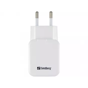 Sandberg AC Charger Dual USB 2.4+1A EU, vidinis, kintamoji srovė, USB, 5 V, juoda, balta