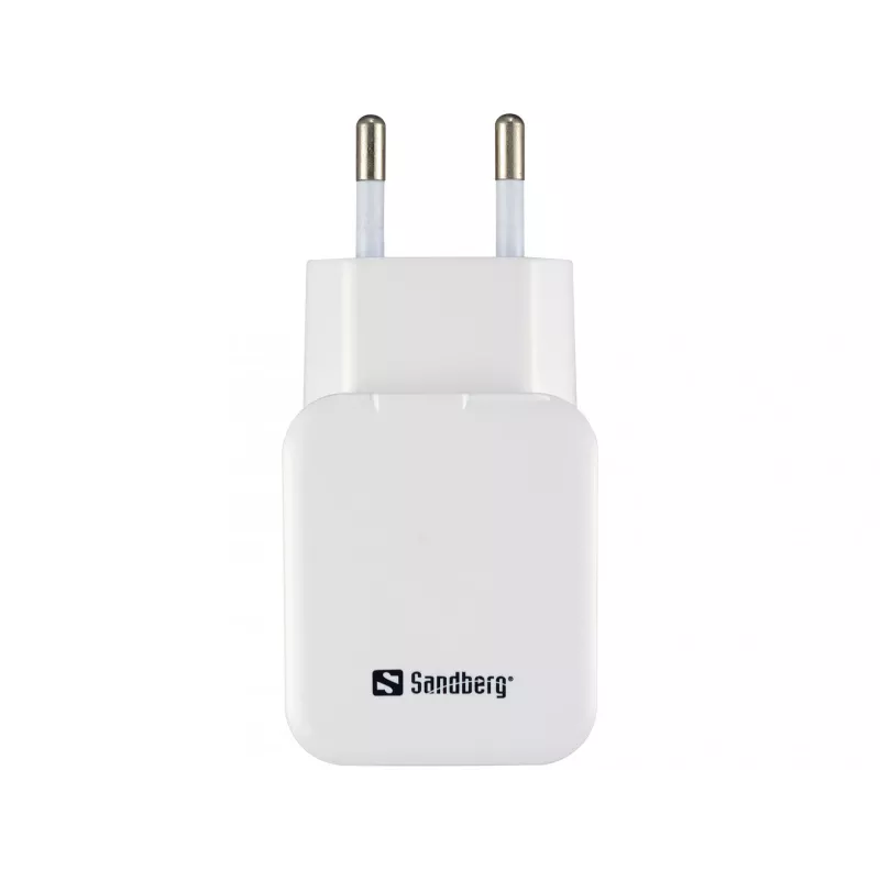 Sandberg AC Charger Dual USB 2.4+1A EU, vidinis, kintamoji srovė, USB, 5 V, juoda, balta