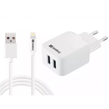 Sandberg AC Charger EU Lightning 2.4A, vidaus, AC, 5 V, baltas
