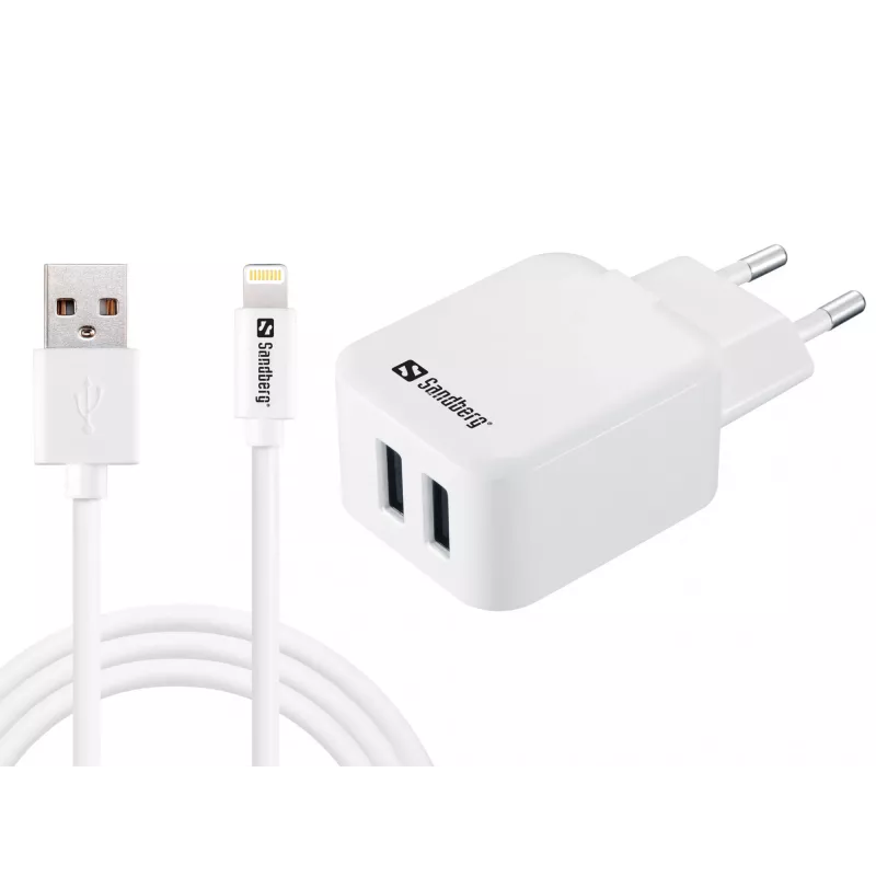 Sandberg AC Charger EU Lightning 2.4A, vidaus, AC, 5 V, baltas