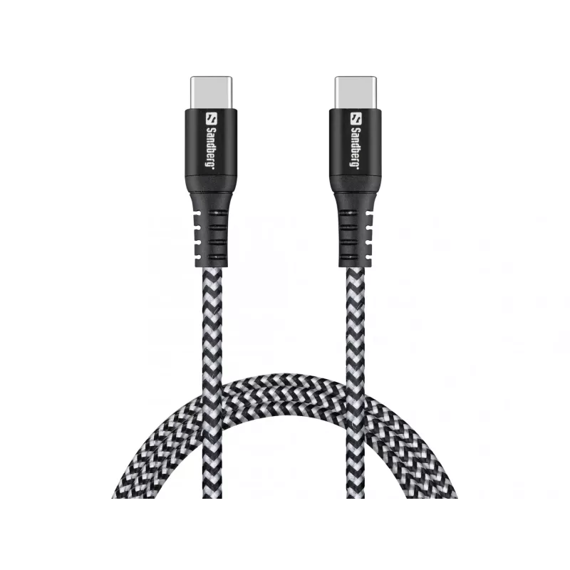 Sandberg Survivor USB-C laidas 1M 100W, 1 m, USB C, USB C, USB 2.0, juoda, pilka
