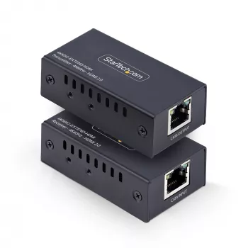 StarTech.com HDMI ilgintuvas per CAT5e/CAT6, 4K 60Hz, iki 60 m, siųstuvo ir imtuvo rinkinys, maitinimas per kabelį, kompaktiška forma