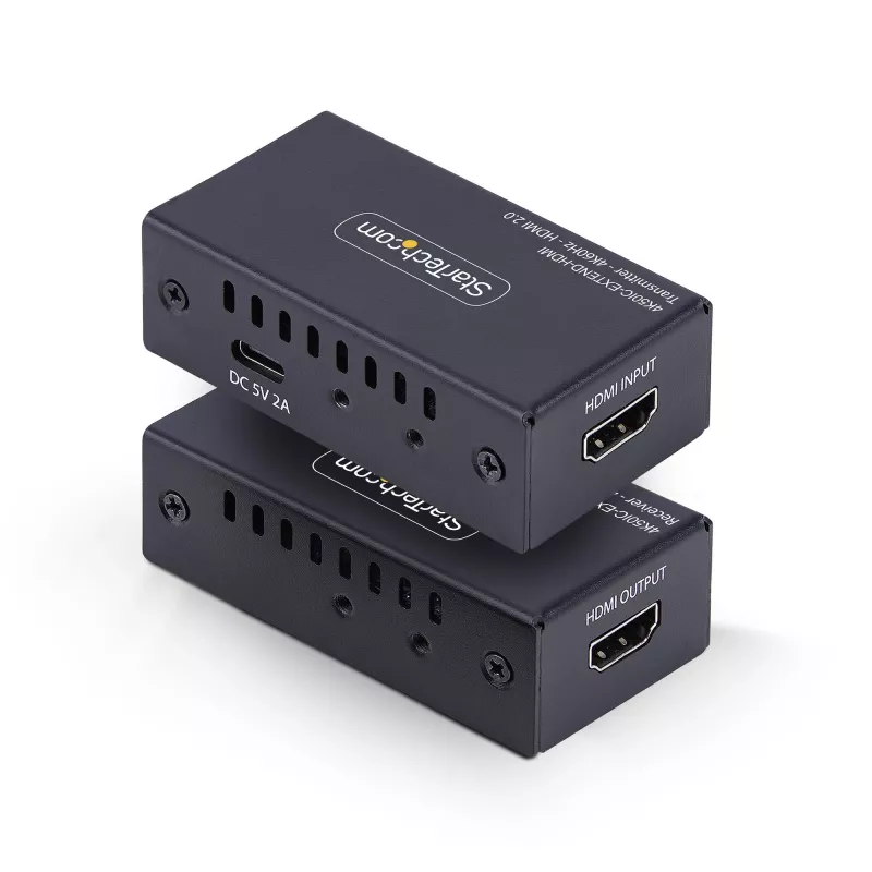 StarTech.com HDMI ilgintuvas per CAT5e/CAT6, 4K 60Hz, iki 60 m, siųstuvo ir imtuvo rinkinys, maitinimas per kabelį, kompaktiška forma