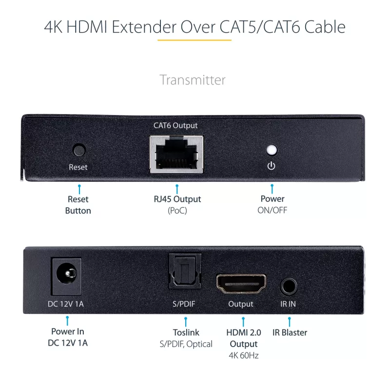 StarTech.com 4K70IC-EXTEND-HDMI AV plėstuvas AV siųstuvas ir imtuvas juodas