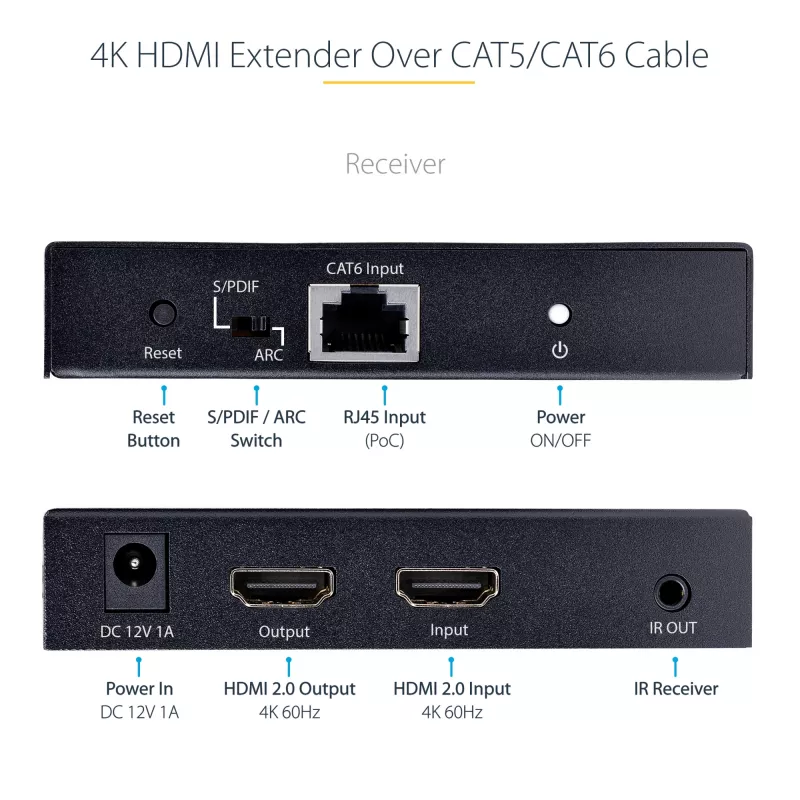 StarTech.com 4K70IC-EXTEND-HDMI AV plėstuvas AV siųstuvas ir imtuvas juodas