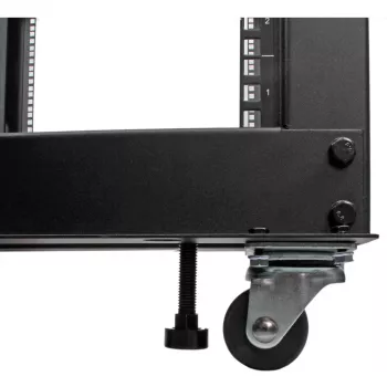 StarTech.com 4-Post 12U Mobile Open Frame Server Rack, Four Post 19 inch Network Rack with Wheels, Rolling Rack with Adjustable Depth for Computer/AV/Data/IT Equipment - Casters, Leveling Feet or Floor Mounting