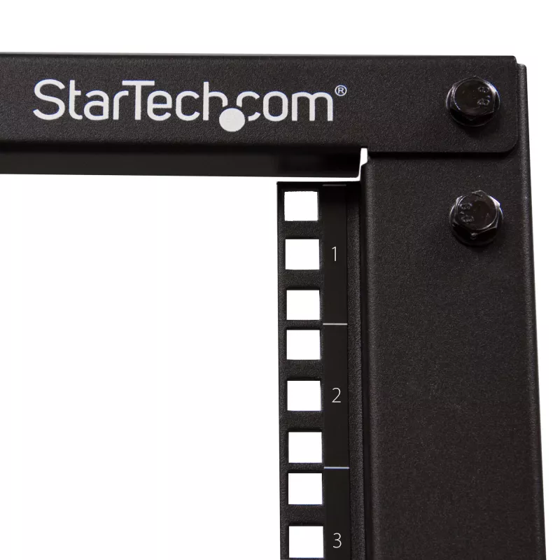 StarTech.com 4-Post 12U Mobile Open Frame Server Rack, Four Post 19 inch Network Rack with Wheels, Rolling Rack with Adjustable Depth for Computer/AV/Data/IT Equipment - Casters, Leveling Feet or Floor Mounting