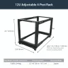 StarTech.com 4-Post 12U Mobile Open Frame Server Rack, Four Post 19 inch Network Rack with Wheels, Rolling Rack with Adjustable Depth for Computer/AV/Data/IT Equipment - Casters, Leveling Feet or Floor Mounting