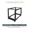 StarTech.com 4-Post 12U Mobile Open Frame Server Rack, Four Post 19 inch Network Rack with Wheels, Rolling Rack with Adjustable Depth for Computer/AV/Data/IT Equipment - Casters, Leveling Feet or Floor Mounting