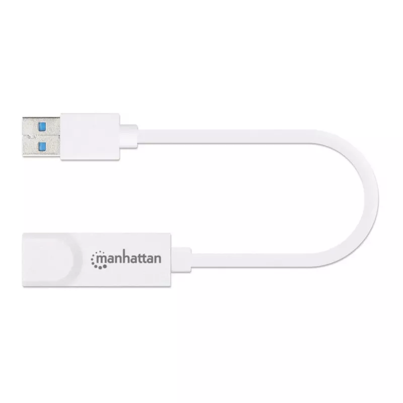 Manhattan USB-A gigabito tinklo adapteris, baltas, 10/100/1000 Mbps tinklas, USB 3.0, Ethernet, RJ45, trejų metų garantija, ekvivalentas USB31000SW