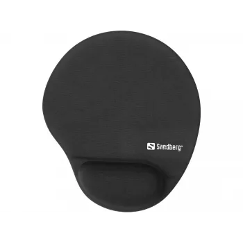Sandberg Memory Foam pelėpad apvalus, juodas, vienspalvis, atminties putos, riešo atrama, neslystanti apačia