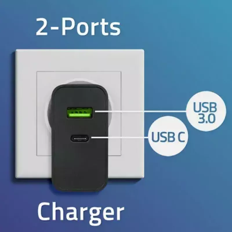 Įkroviklis Qoltec 52378 Vidinis AC Greitasis Įkrovimas 3A USB Type-C Juodas