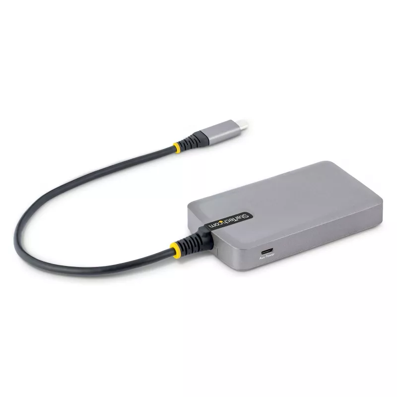 StarTech.com 3 prievadų USB-C šakotuvas su Ethernet – 3x USB-A prievadai, Gigabit Ethernet RJ45, USB 3.0 5 Gbps, maitinamas per magistralę, 1 pėdos/30 cm ilgio laidas – nešiojamasis nešiojamojo kompiuterio USB Type-C šakotuvo adapteris su GbE