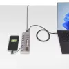 7 prievadų USB 3.2 Gen 1 (5 Gbps) šakotuvas | Individualūs prievadų įjungimo/išjungimo jungikliai | 1 m USB-C ir USB-A prijungimo laidai