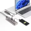 7 prievadų USB 3.2 Gen 1 (5 Gbps) šakotuvas | Individualūs prievadų įjungimo/išjungimo jungikliai | 1 m USB-C ir USB-A prijungimo laidai