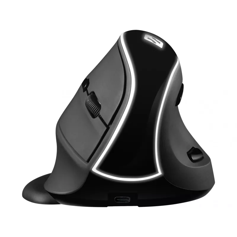 Sandberg Wireless Vertical pelė Pro, dešiniarankė, vertikalus dizainas, optinė, RF belaidė, 1600 DPI, juoda