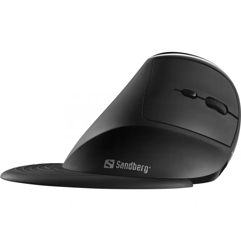 Sandberg Wireless Vertical pelė Pro, dešiniarankė, vertikalus dizainas, optinė, RF belaidė, 1600 DPI, juoda