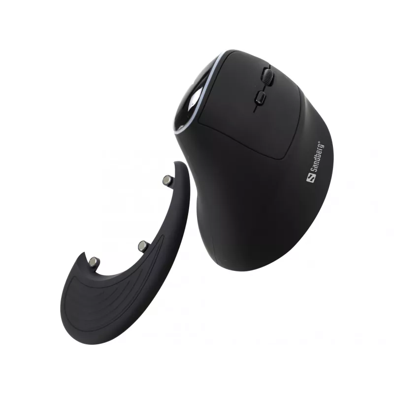 Sandberg Wireless Vertical pelė Pro, dešiniarankė, vertikalus dizainas, optinė, RF belaidė, 1600 DPI, juoda