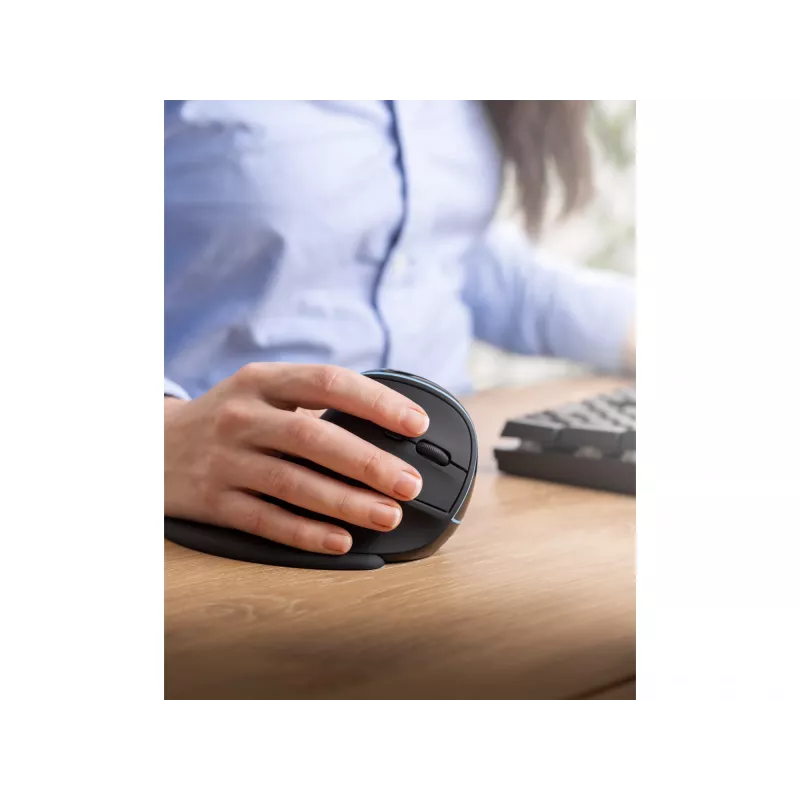 Sandberg Wireless Vertical pelė Pro, dešiniarankė, vertikalus dizainas, optinė, RF belaidė, 1600 DPI, juoda