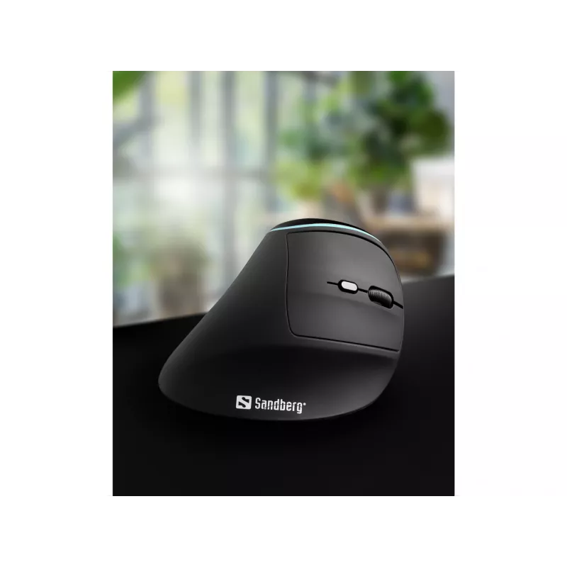 Sandberg Wireless Vertical pelė Pro, dešiniarankė, vertikalus dizainas, optinė, RF belaidė, 1600 DPI, juoda