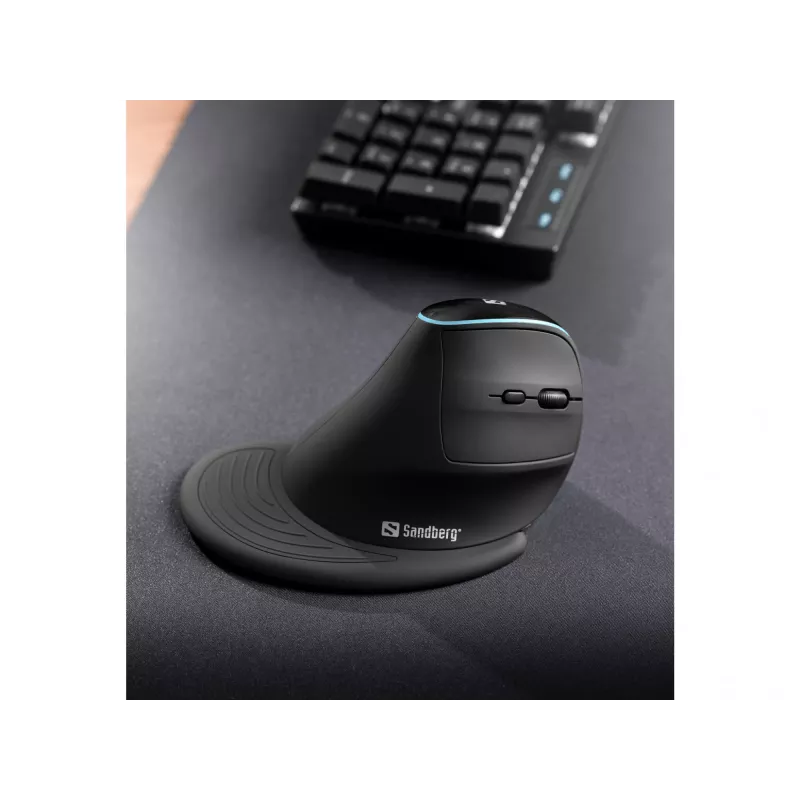 Sandberg Wireless Vertical pelė Pro, dešiniarankė, vertikalus dizainas, optinė, RF belaidė, 1600 DPI, juoda