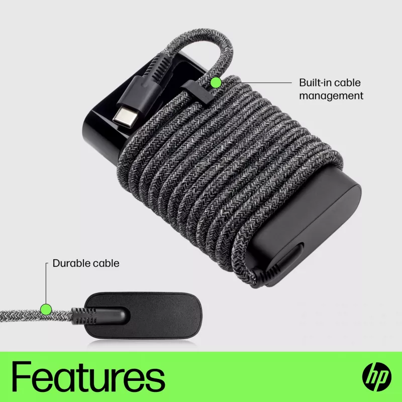 HP USB-C 65W nešiojamojo kompiuterio įkroviklis, Nešiojamasis kompiuteris, Vidaus, 90 V, 47 - 63 Hz, 65 W, 5 - 20 V