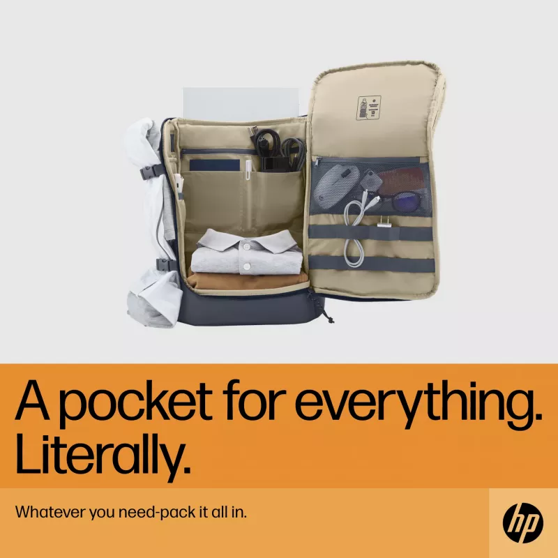 HP Travel 25 litrų 15.6 Iron Pilka nešiojamojo kompiuterio kuprinė, Kuprinė, 39,6 cm (15,6 colio), 860 g