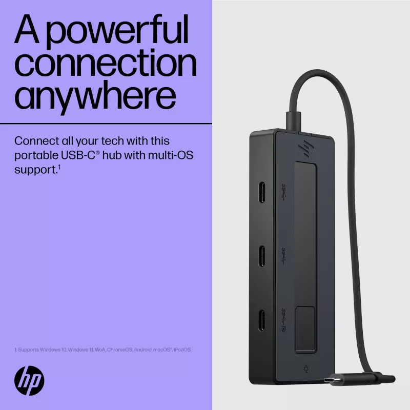 HP 4K USB-C Multifunkcinis koncentratorius, USB Type-C, USB 3.2 Gen 2 (3.1 Gen 2) Type-C, 10000 Mbit/s, juodas, 4K Ultra HD, Kinija