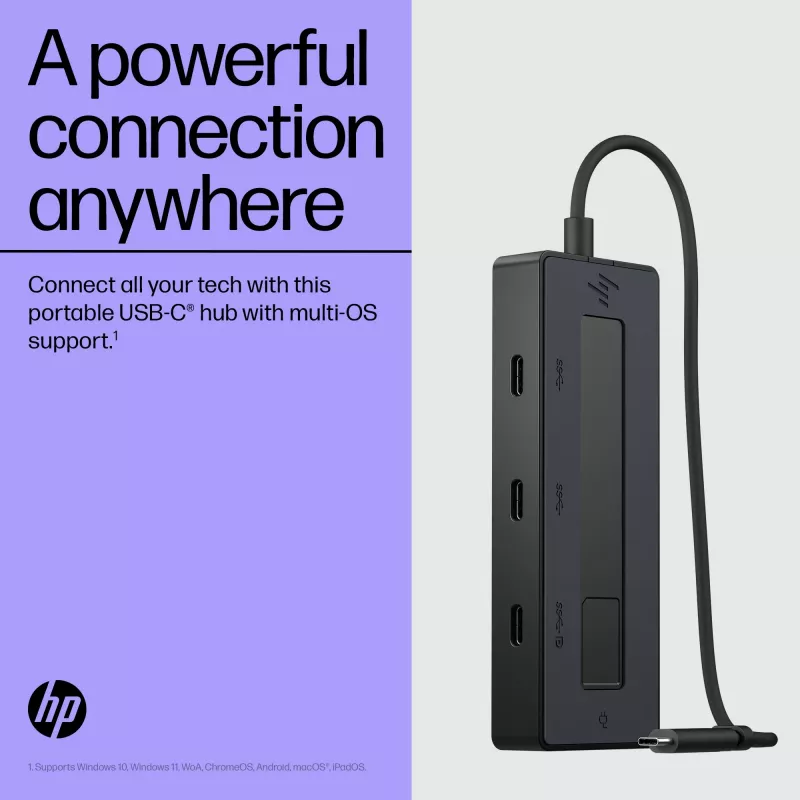 HP 4K USB-C Multifunkcinis koncentratorius, USB Type-C, USB 3.2 Gen 2 (3.1 Gen 2) Type-C, 10000 Mbit/s, juodas, 4K Ultra HD, Kinija