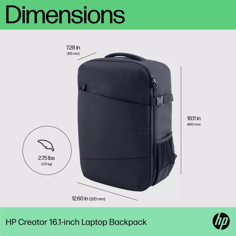 HP Creator 16.1 colio nešiojamojo kompiuterio kuprinė, Kuprinė, 1,25 kg