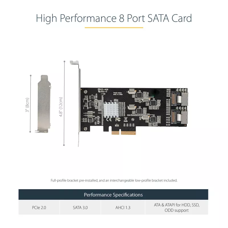 StarTech.com 8 prievadų SATA PCIe kortelė - PCI Express 6Gbps SATA išplėtimo adapterio kortelė su 4 pagrindiniais valdikliais - SATA PCIe valdiklio kortelė - PCI-e x4 Gen 2 į SATA III - SATA HDD/SSD