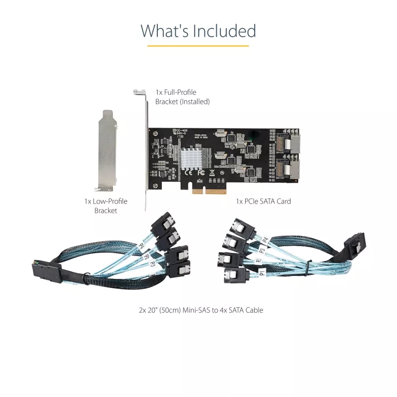 StarTech.com 8 prievadų SATA PCIe kortelė - PCI Express 6Gbps SATA išplėtimo adapterio kortelė su 4 pagrindiniais valdikliais - SATA PCIe valdiklio kortelė - PCI-e x4 Gen 2 į SATA III - SATA HDD/SSD