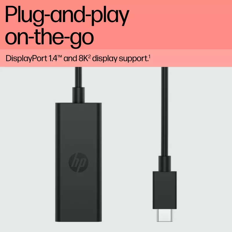 HP USB-C į DisplayPort adapteris G2, 0,12 m, DisplayPort, USB Type-C, Moteriška, Vyriška, 7680 x 4320 pikseliai
