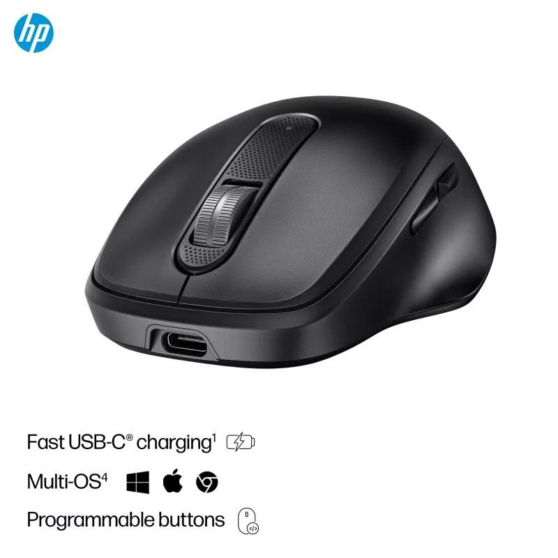 HP 510 Ultra-Fast Rechargeable Wireless pelė, Ambidextrous, RF Wireless, 4000 DPI, Juoda