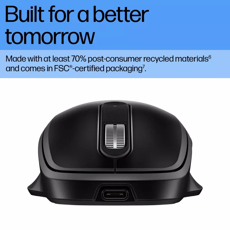 HP 510 Ultra-Fast Rechargeable Wireless pelė, Ambidextrous, RF Wireless, 4000 DPI, Juoda