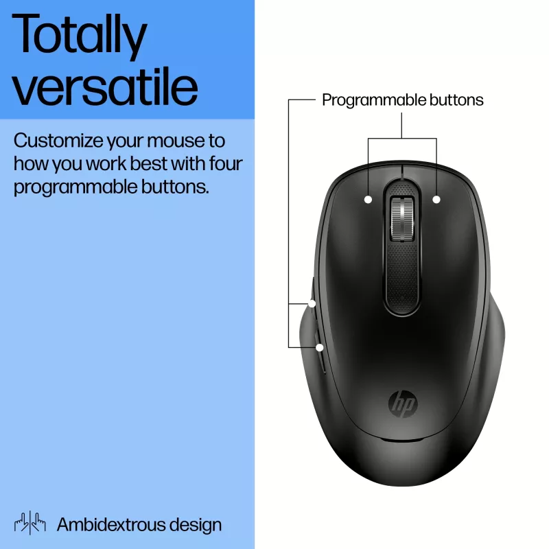 HP 510 Ultra-Fast Rechargeable Wireless pelė, Ambidextrous, RF Wireless, 4000 DPI, Juoda