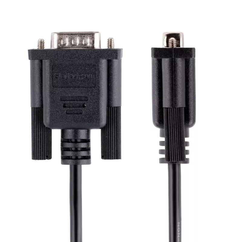 StarTech.com 3 m RS232 serijinis nulinis modemo laidas, kryžminis serijinis laidas su aliuminio-milaro ekranavimu, DB9 serijinis COM prievado laidas, kištukas į lizdą, suderinamas su DTE įrenginiais, juodas, F/M