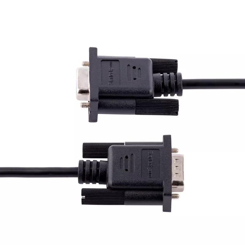 StarTech.com 3 m RS232 serijinis nulinis modemo laidas, kryžminis serijinis laidas su aliuminio-milaro ekranavimu, DB9 serijinis COM prievado laidas, kištukas į lizdą, suderinamas su DTE įrenginiais, juodas, F/M