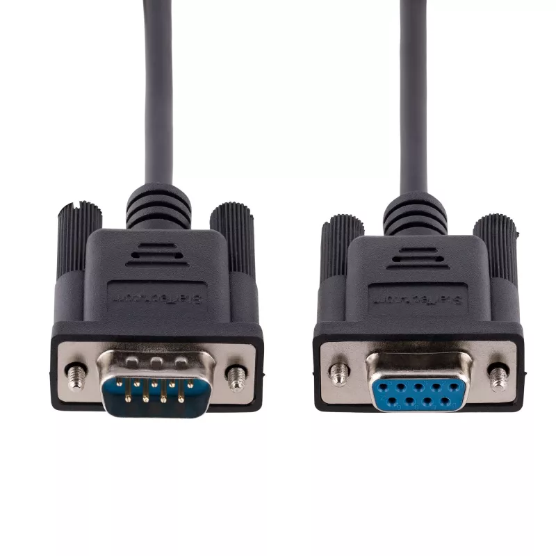 StarTech.com 3 m RS232 serijinis nulinis modemo laidas, kryžminis serijinis laidas su aliuminio-milaro ekranavimu, DB9 serijinis COM prievado laidas, kištukas į lizdą, suderinamas su DTE įrenginiais, juodas, F/M