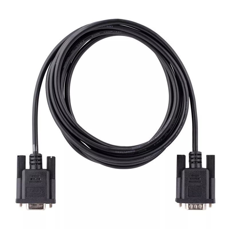 StarTech.com 3 m RS232 serijinis nulinis modemo laidas, kryžminis serijinis laidas su aliuminio-milaro ekranavimu, DB9 serijinis COM prievado laidas, kištukas į lizdą, suderinamas su DTE įrenginiais, juodas, F/M