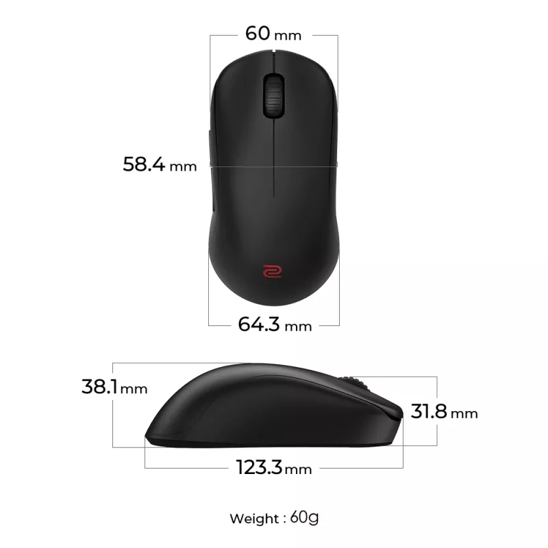 ZOWIE U2-DW pelė Žaidimų Dešiniarankiams RF Belaidė 3200 DPI