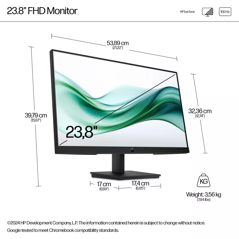 HP Series 3 Pro 23,8 colio FHD monitorius - 324pv, 60,5 cm (23,8 colio), 1920 x 1080 pikselių, Full HD, LCD, 5 ms, juodos spalvos