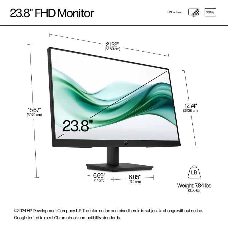 HP Series 3 Pro 23,8 colio FHD monitorius - 324pv, 60,5 cm (23,8 colio), 1920 x 1080 pikselių, Full HD, LCD, 5 ms, juodos spalvos