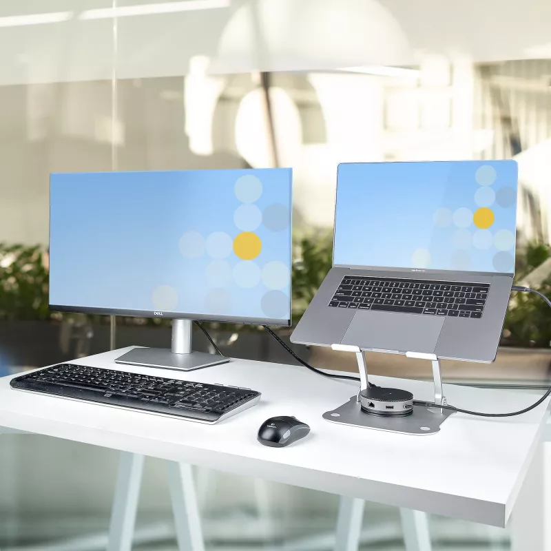 „StarTech.com“ nešiojamojo kompiuterio stovas stalui, ergonomiškas nešiojamojo kompiuterio stovas reguliuojamo aukščio, aliuminis, nešiojamas, atlaiko iki 22 svarų (10 kg), sulankstomas nešiojamojo kompiuterio laikiklis stalui – pasviręs nešiojamojo kompiuterio keltuvas / pakėlimo įrenginys