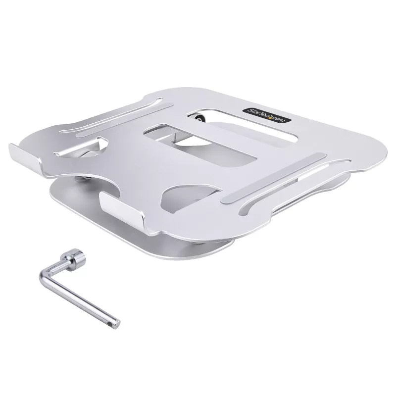 „StarTech.com“ nešiojamojo kompiuterio stovas stalui, ergonomiškas nešiojamojo kompiuterio stovas reguliuojamo aukščio, aliuminis, nešiojamas, atlaiko iki 22 svarų (10 kg), sulankstomas nešiojamojo kompiuterio laikiklis stalui – pasviręs nešiojamojo kompiuterio keltuvas / pakėlimo įrenginys