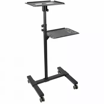 StarTech.com mobilus projektoriaus ir nešiojamojo kompiuterio stovas / vežimėlis – tvirtas nešiojamas projektoriaus stovas (2 lentynos, kiekviena atlaiko iki 10 kg) – reguliuojamo aukščio pristatymų vežimėlis su fiksuojamais ratukais