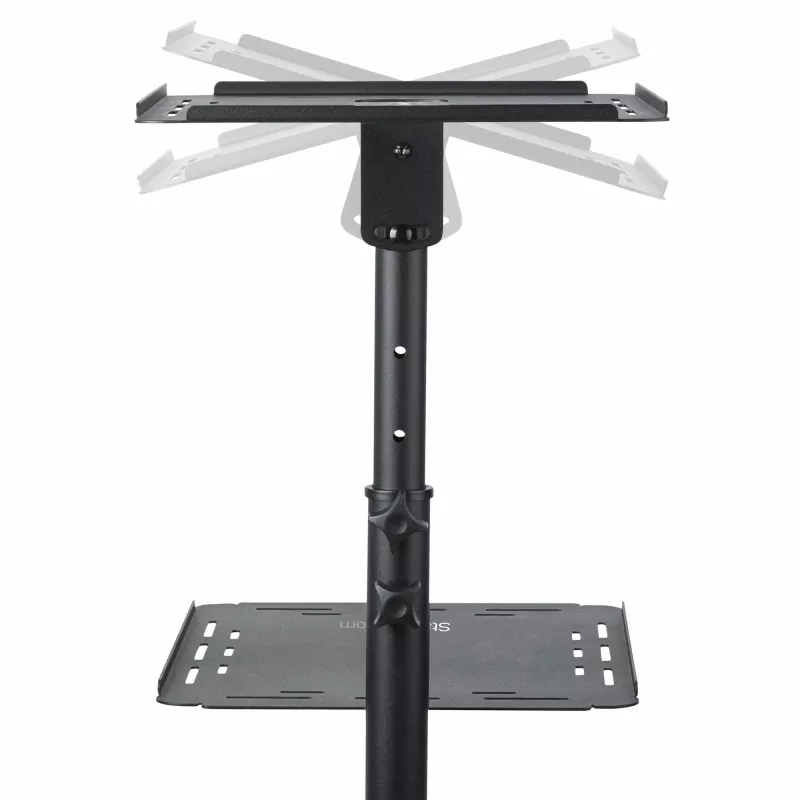StarTech.com mobilus projektoriaus ir nešiojamojo kompiuterio stovas / vežimėlis – tvirtas nešiojamas projektoriaus stovas (2 lentynos, kiekviena atlaiko iki 10 kg) – reguliuojamo aukščio pristatymų vežimėlis su fiksuojamais ratukais