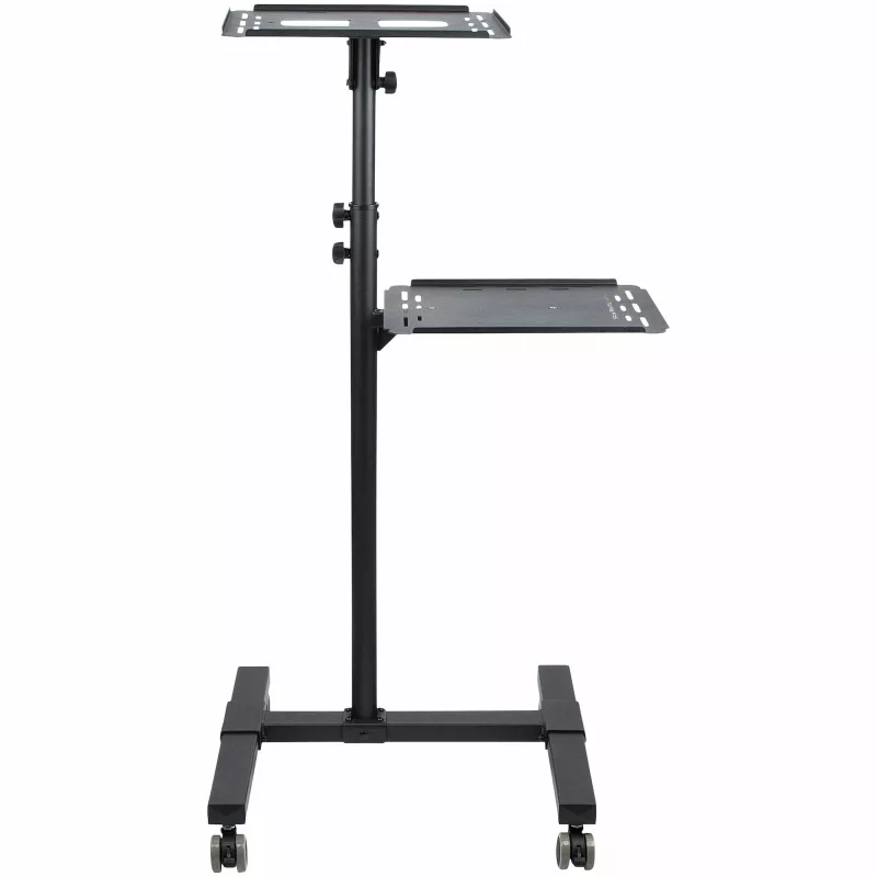 StarTech.com mobilus projektoriaus ir nešiojamojo kompiuterio stovas / vežimėlis – tvirtas nešiojamas projektoriaus stovas (2 lentynos, kiekviena atlaiko iki 10 kg) – reguliuojamo aukščio pristatymų vežimėlis su fiksuojamais ratukais