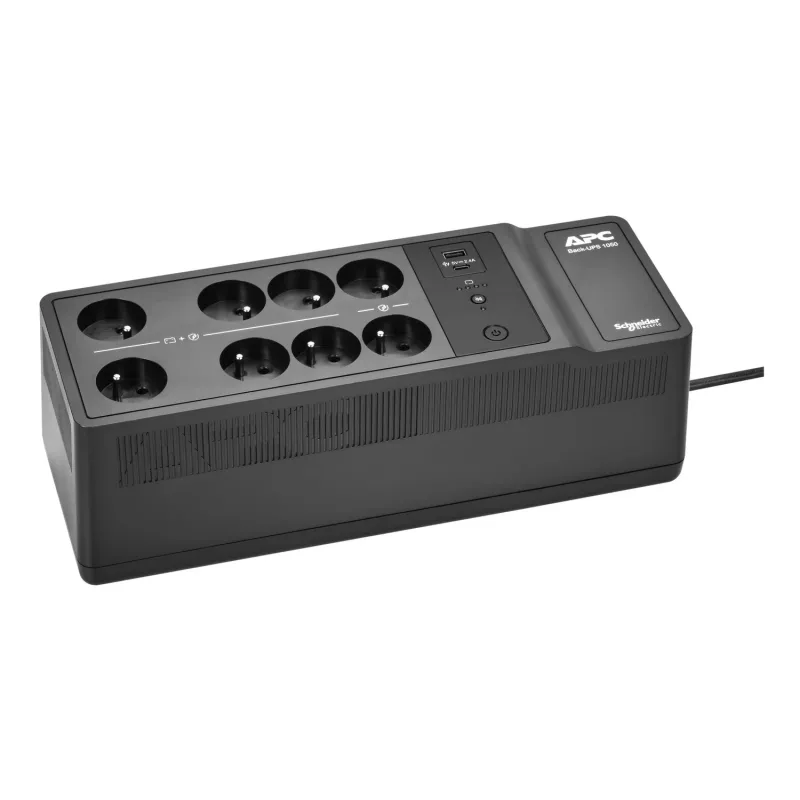 APC Back-UPS, 1050VA/600W, montuojamas ant grindų/sienos, 230V, 8 prancūziški/belgiški lizdai, USB A+C prievadas, vartotojo keičiama baterija